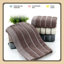 3x Soft Cotton Striped Ripple Towel Set - Super Absorbent for Hotel Bath Kitchen