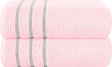 MyOwn Cotton 2 Pack Oversized Bath Towel Set 28x55 inches, 2 Bath, Pink