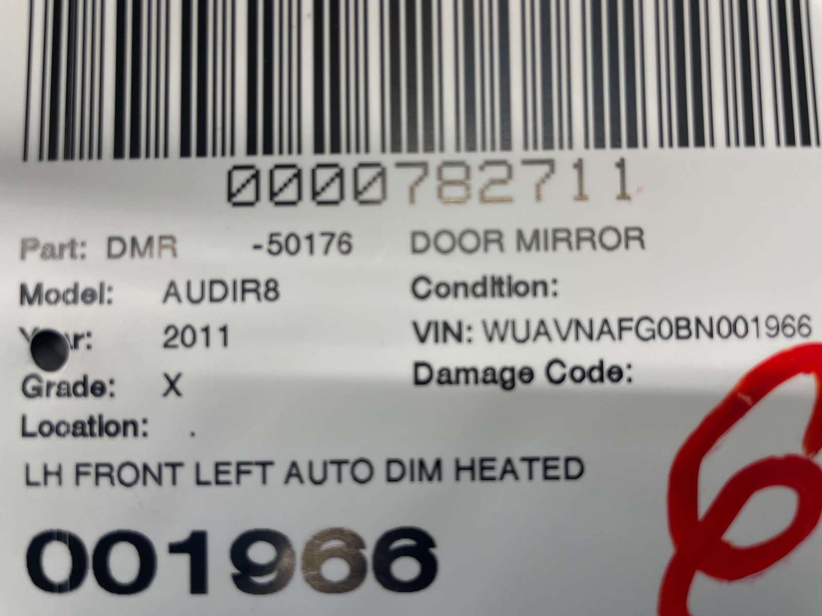 Audi R8 2008-2015 Front Left Side mirror