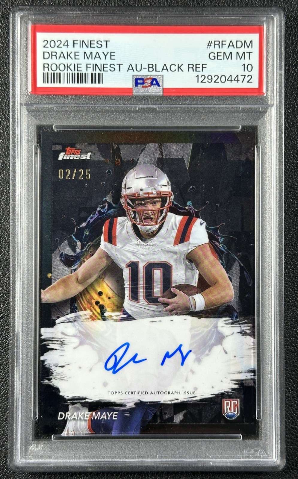 Drake Maye Topps Finest Rookie Finest Autographs #RFADM Black Refractor