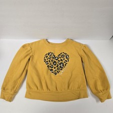 Jumping Beans Girls 5T Sweatshirt Yellow Leopard Heart Pullover Long Sleeve