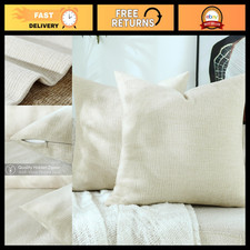 Set of 2 Soft Textured Square Throw Pillow Covers - Cozy Farmhouse Accent Cushio