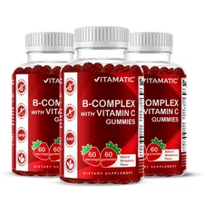 (3 Pack) Vitamatic Vitamin B Complex Gummies with Vitamin C & Inositol