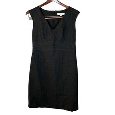 LOFT Women's Black Sleeveless Sheath Bodycon Dress Size 4 Knee Length V-Neck