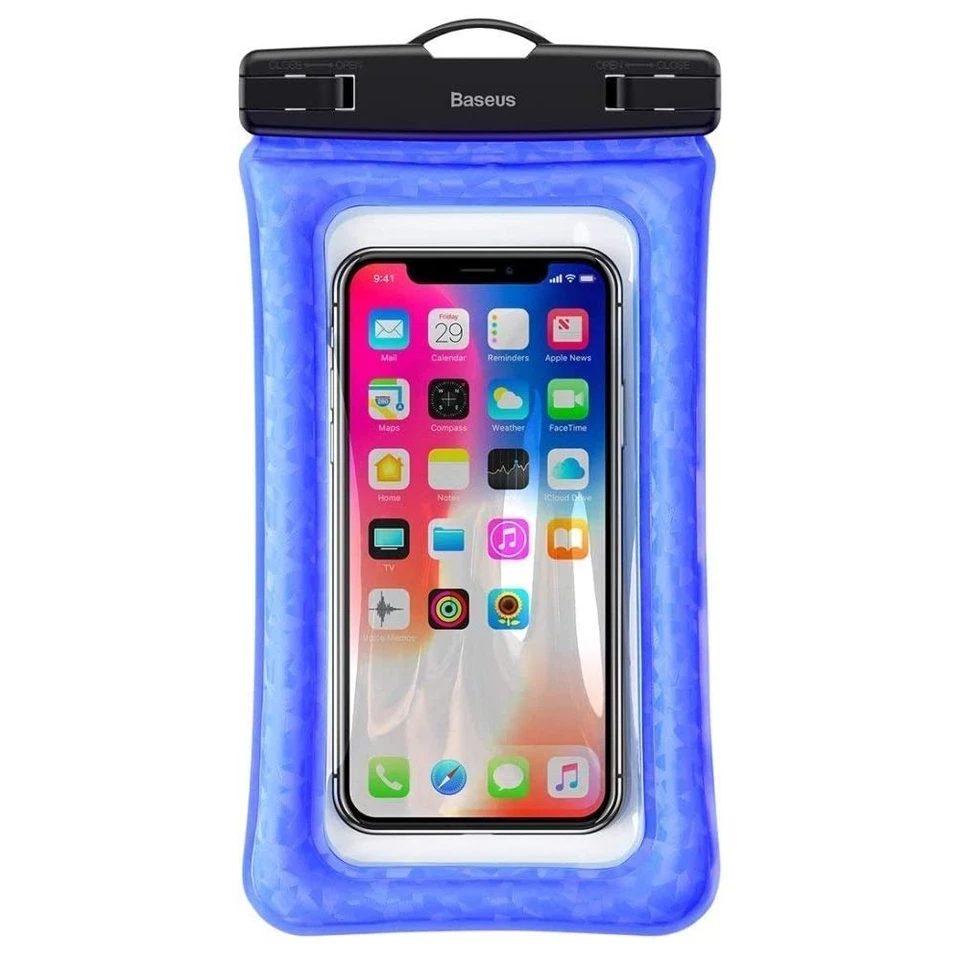 Baseus Air Cushion Waterproof Bag Phone Pouch IPX8 + Neck Strap Lanyard - Blue - Image 3 of 4