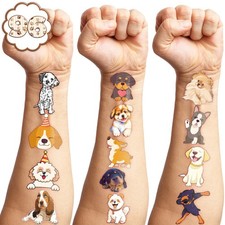 96PCS Cute Puppy Pre-Cut Temporary Tattoos for 6.3 X 4.7 Inch, multicolor