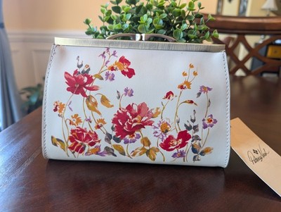 Patricia Nash Chalk White MILINA  Crossbody Clutch Bag  Aegean Blooms,New