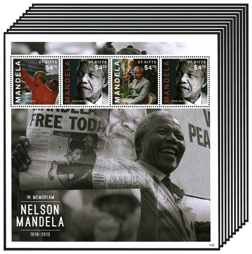 Wholesale Lot 10X ST.KITTS 2013 Stamps Sheet Nelson Mandela MNH #W30001