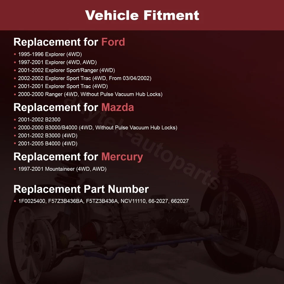 Eje delantero derecho CV para Ford Explorer Mercury Mountaineer 1995-2001 4x4 Foto 2 de 4