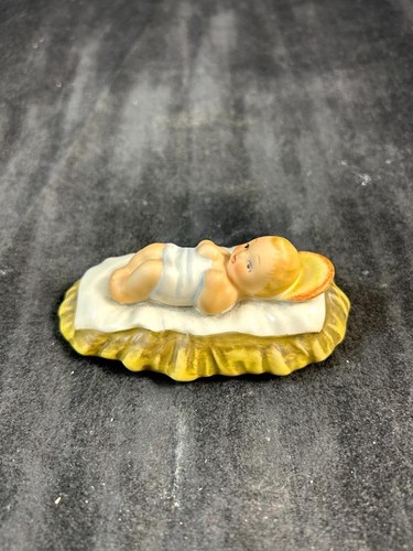 Goebel Hummel Nativity Colored Group of Jesus in Manger and Donkey Figurines - Picture 8 of 13