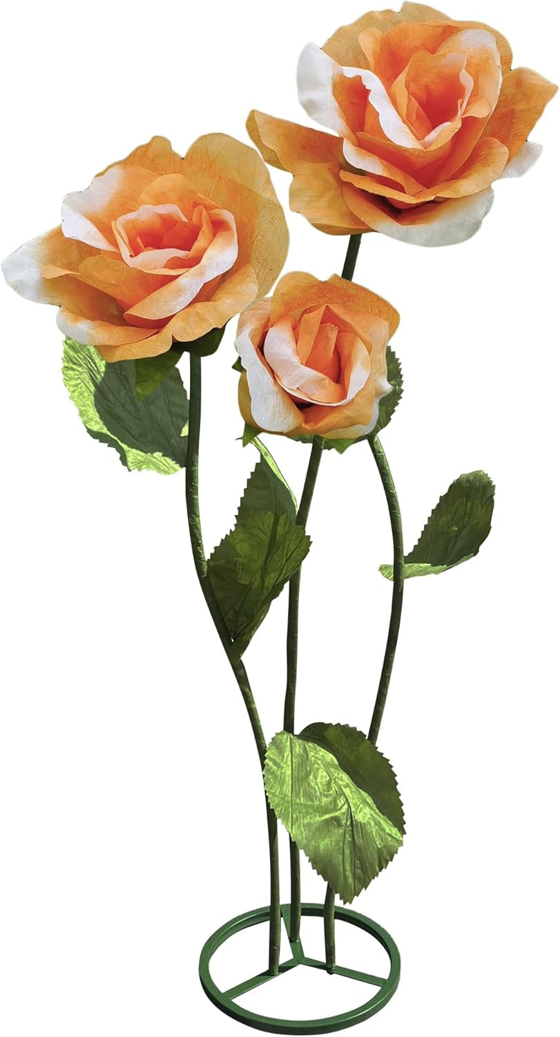 3Pc Big Artificial Paper Flowers Wedding Decorations, Giant Rose Flower with Ste