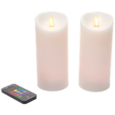 2-Pack: Luminara Flameless 4" Color Changing Wax Pillars Set