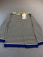 Liz Claiborne Women's PS LongSleeve Sweater Stripe White Green Blue Cotton NWTs