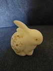 VINTAGE FENTON SATIN CUSTARD URANIUM GLASS BUNNY RABBIT FIGURE 3.5” TALL