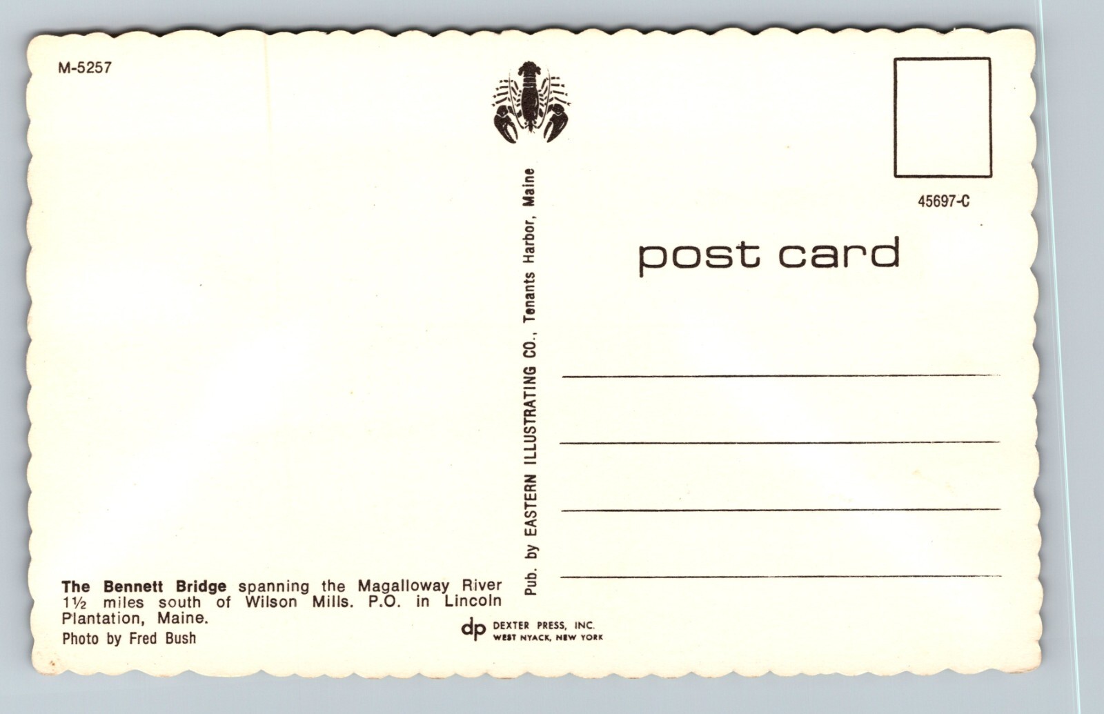 The Covered Bridge Wilson Mills Maine Vintage Unposted Postcard