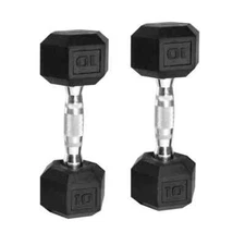 CAP Barbell, 10lb Coated Rubber Hex Dumbbell, Pair (For Your Better Fitness !)