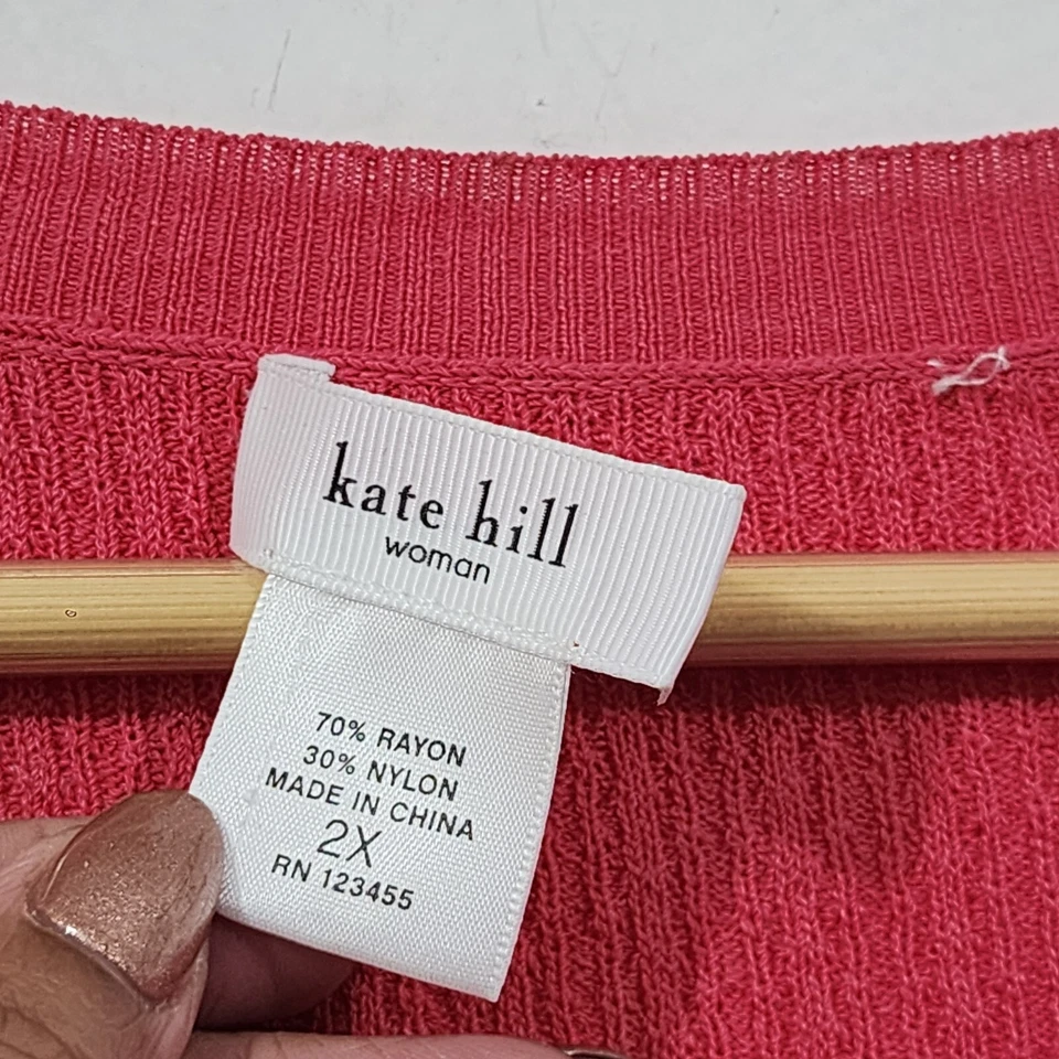 Cárdigan suéter tejido cuello en V Kate Hill malva para mujer 2X botones delanteros manga larga Foto 2 de 4