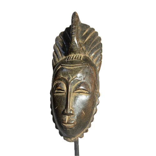 Maschera africana Baule Africa occidentale tribale legno intagliato ritratto volto scultura-831 - Foto 22 di 24