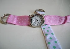 WOMEN SET OF 2 RIBBONS SILVER FINISH WATCH FACE FOR BEADING,RIBBON OR OTHER USE