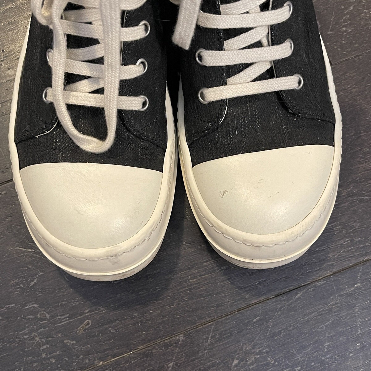 Rick Owens Drkshdw black denim high Ramones canvas sneaker Rick Owens Drkshdw black denim high Ramones canvas sneaker