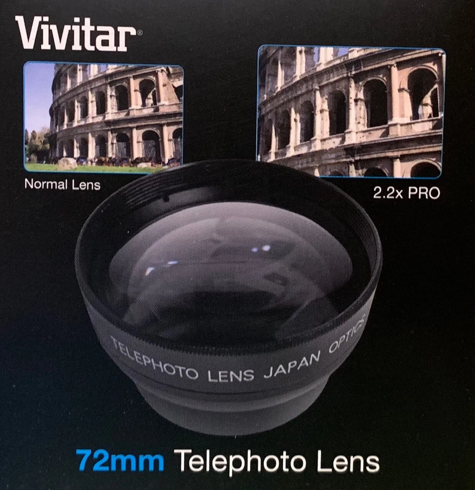 2.2X TELEPHOTO LENS 72mm for Sony DSC-HX1, HDR FX1, HDR-FX1000 2x 2.5x - Image 2 of 4