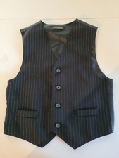 Boys Pin Striped Navy Blue button Down Suit Vest Size 7  Pre-owned