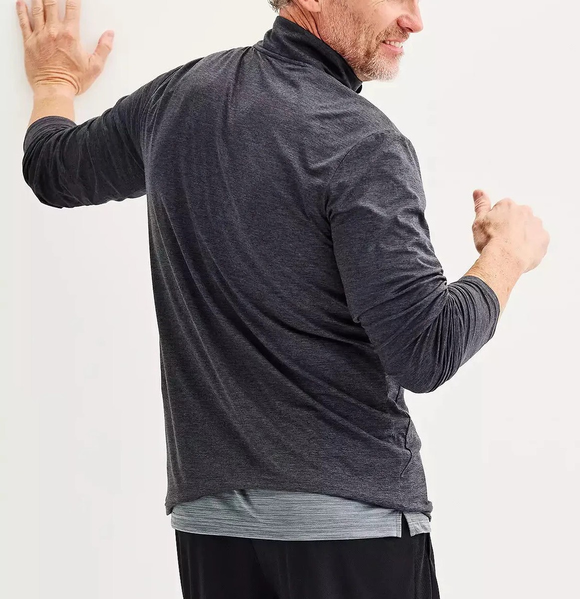 Tek Gear Men's Black Heather Soft Tek 1/4 Zip Pullover (MT33A004RZ