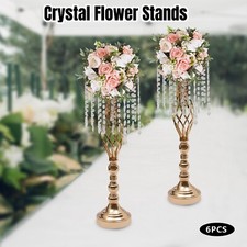 Crystal Flower Stands 6 Wedding Centerpieces Flower Arrangement Holders Gold