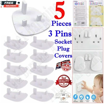 5x Elektrischer STECKER Steckschlüsselschutz KIND BABY Schock Sicherheit Hauptabdeckung UK 3 Pins