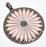 Pflastern Diamant Kreis Designer AnhäNger 925 Sterling Silber Emaille Runde