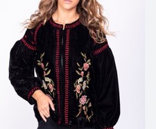 Zara Velvet Embroidered Beaded Jacket New S Oversize More 12 14