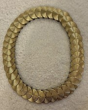 Vintage Concho Belt Women 26" to 38" Stretch Gold Tone Round Spiral Links