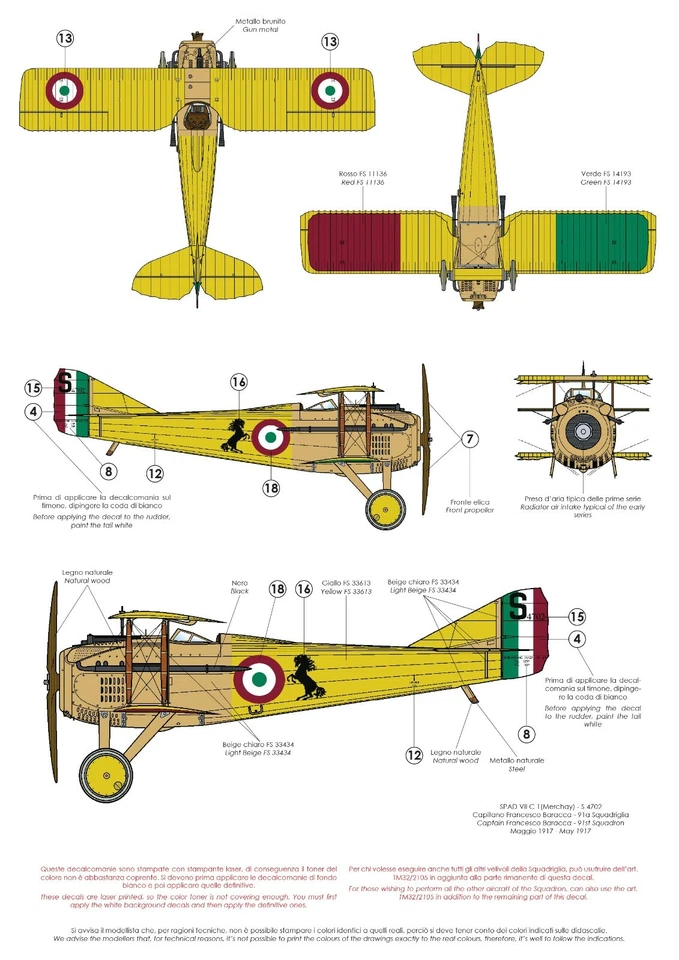 TAURO MODEL TM32/546 SPAD VII ITALIAN ACES WWI - PART 1 SCALA 1:32 - Immagine 3 di 4