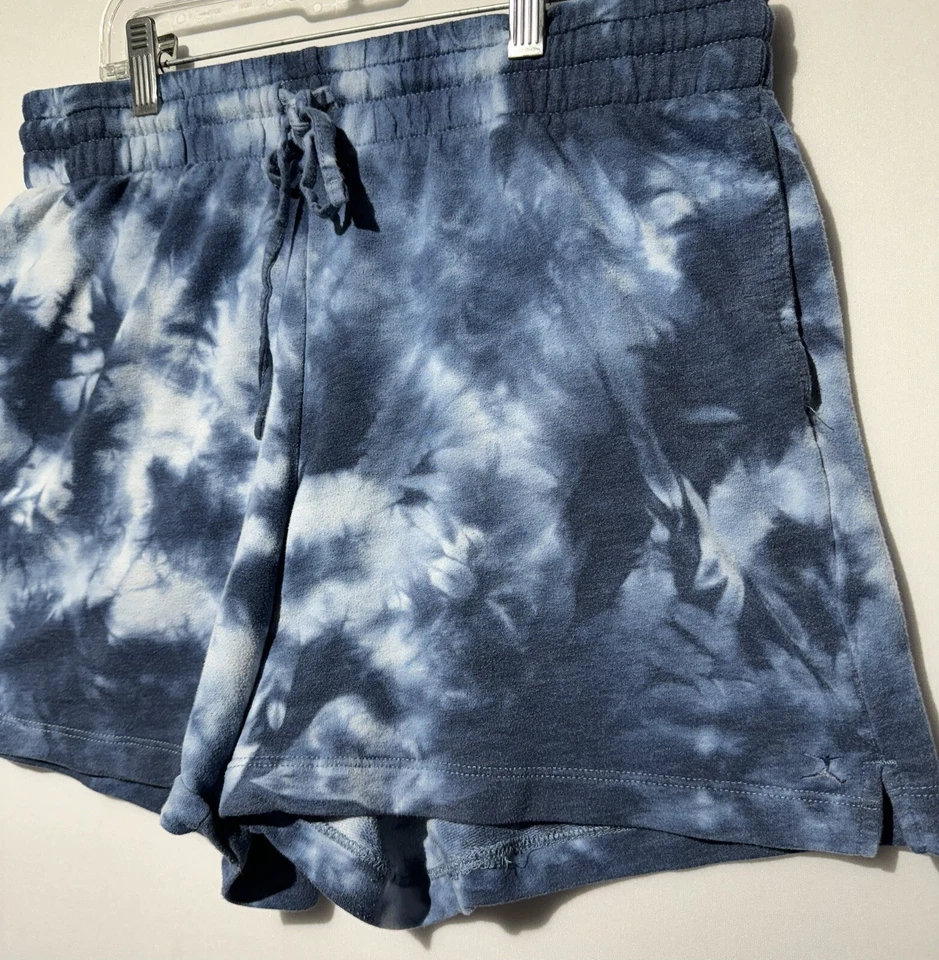 Pantalones Cortos Danskin Mujer Azul Sudaderas Algodón Tie Dye Cordón Damas Talla M Foto 3 de 4
