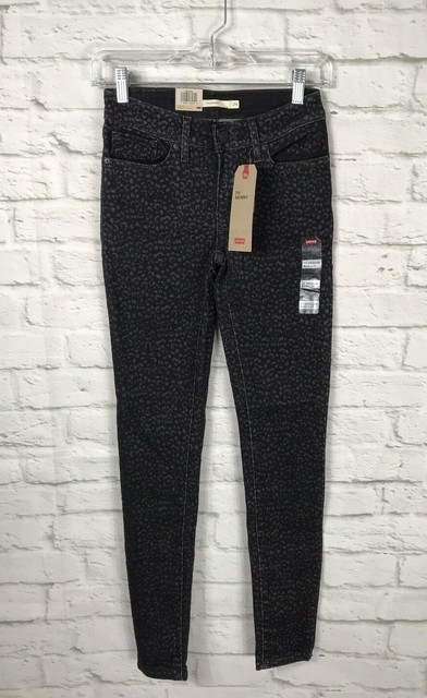 Levis Womens Black Leopard Print Mid Rise SKINNY Jeans Size 24 for sale  online | eBay