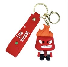 1 Cute Disney Inside Out 2 PVC Bag Hanger Pendant Keychains Key Rings ..Anger