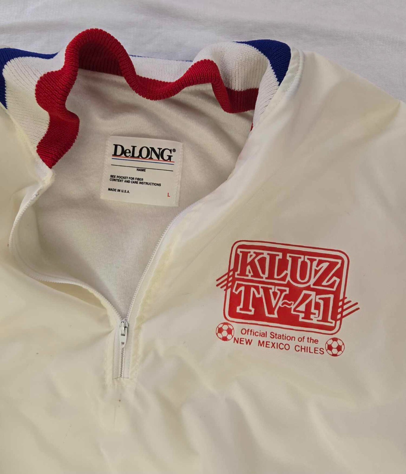 De Long Vintage Windless Pullover Jacket White Li… - image 4