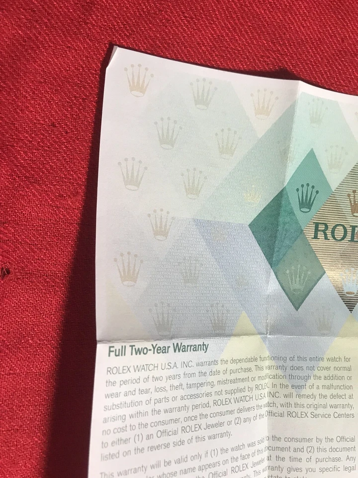 Rolex Certificato Garanzia Per Z Serial Giorno Data - Immagine 4 di 4