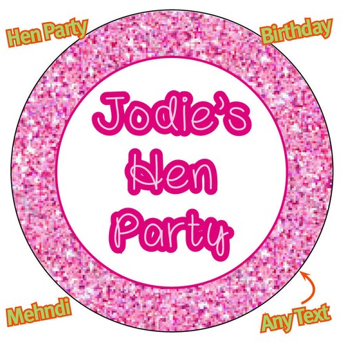PERSONALISED Glitter Effect Birthday Hen Stag Mehndi Party Stickers Gift 964 - Picture 2 of 4