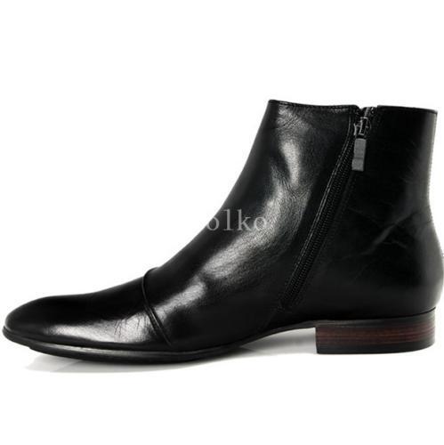 British Real Leather Chelsea Ankle Boots Pointed Toe Shoes Men's Formal