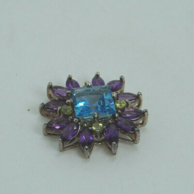 Nicole Miller Sterlingsilber Blautopas, Amethyst & CZ Anhänger