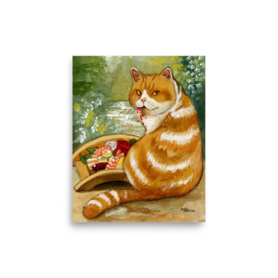 Sushi Cat ''Misty Bridge'' Cute Cat print- Choose your size!