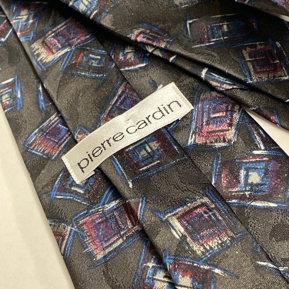 PIERRE CARDIN Tie Multi Abstract VTG 80s 90s Saved By The Bell Made In USA S3 - Image 2 of 4