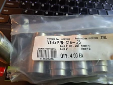 Lot of 5 Valex Coaxial Containment System C16-.75 316L SS Stainless Steel