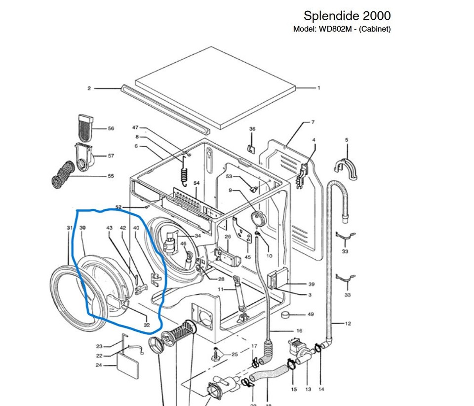 Splendide 2000S Washer / Dryer Model 802M Door Flange, Handle PN 117000099 eBay