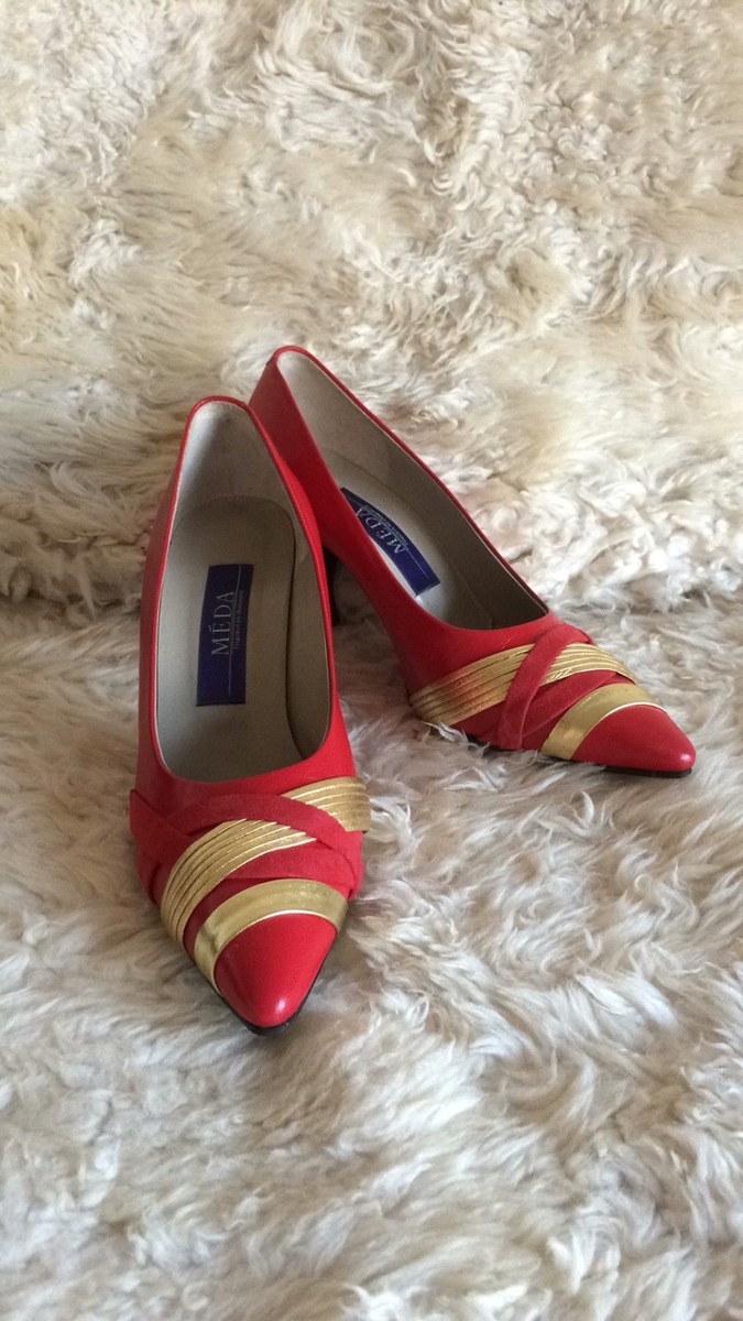 MEDA パンプス　レッド MEDA Japanese  high hi pointed heels  red gold 23.5cm