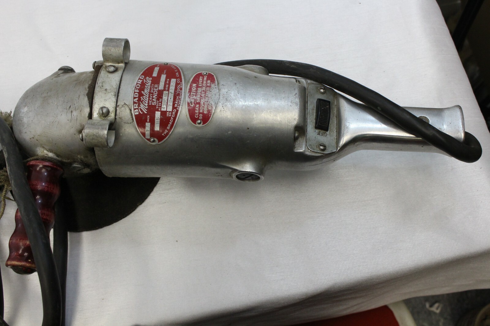 Vintage Bradford Metalmaster Heavy Duty Large Grinder Sander Wood Handle Tool eBay