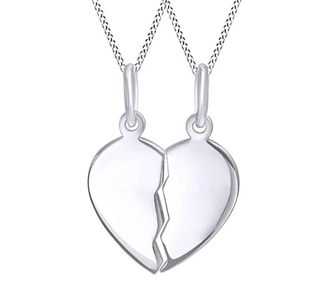 Silver Half Heart Pendant Left