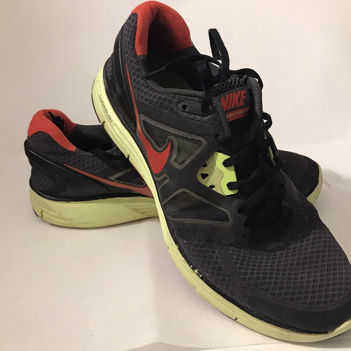 Nike Lunarglide Men's Size 10.5 454164-016 Shoe Black Red | eBay