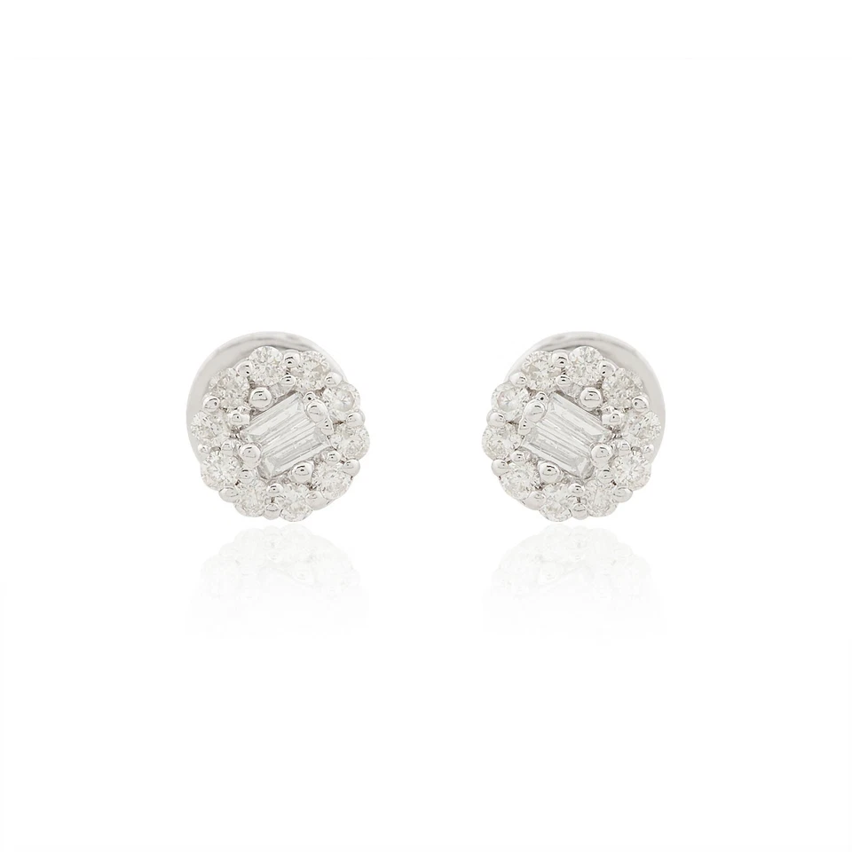 0.20Ct Natural Round H/SI Diamond Cluster Stud Earrings Women 10k White Gold 6MM - Image 2 of 4